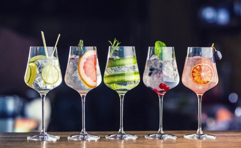 cocktails on bar